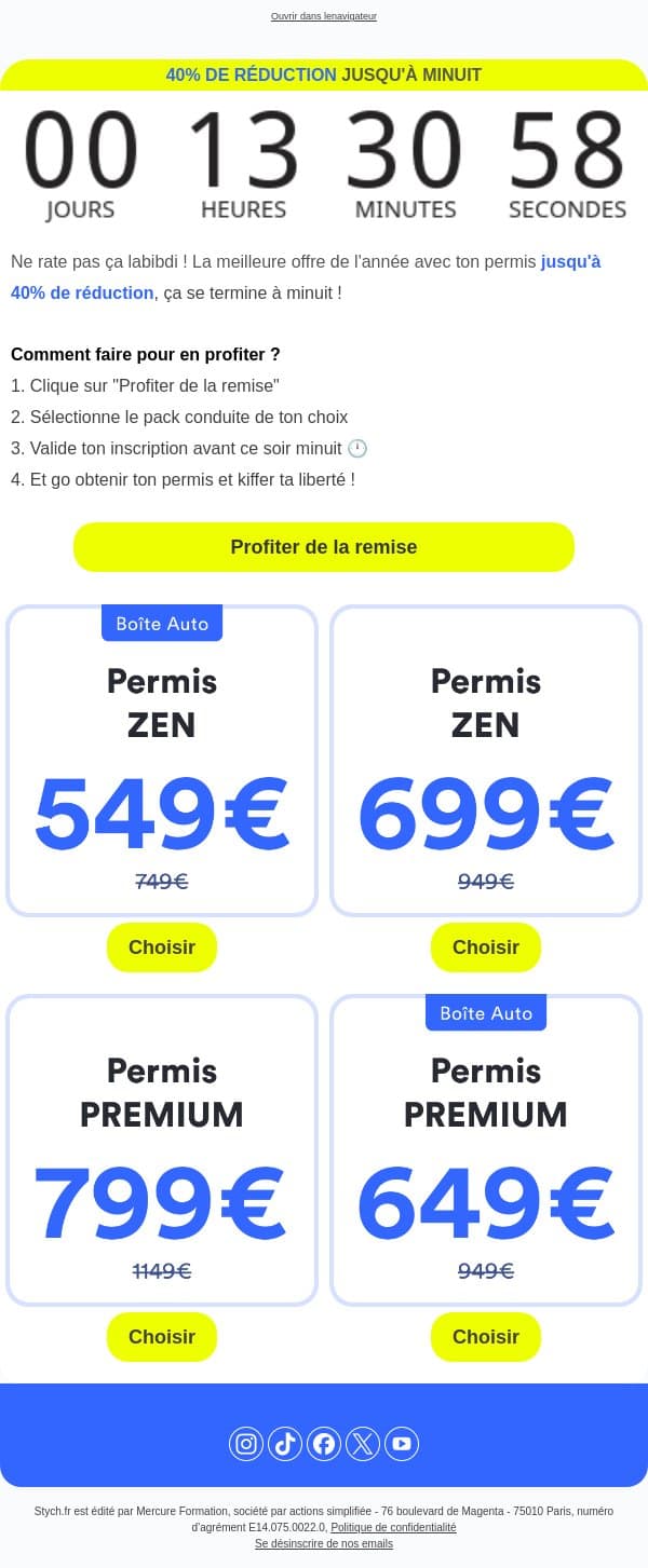 Dernières heures pour notre maxi réduction ! email from Stych screenshot