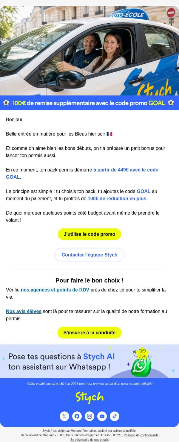 Après la victoire des Bleus, à toi de jouer email from Stych screenshot