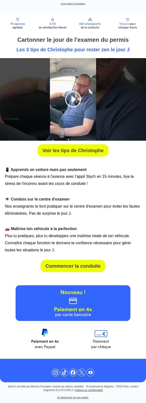 3 secrets pour rester détente le jour de l'examen du permis 🧘 email from Stych screenshot