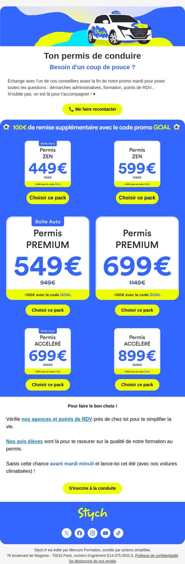 Tu as des questions avant la fin de la promo ? email from Stych screenshot