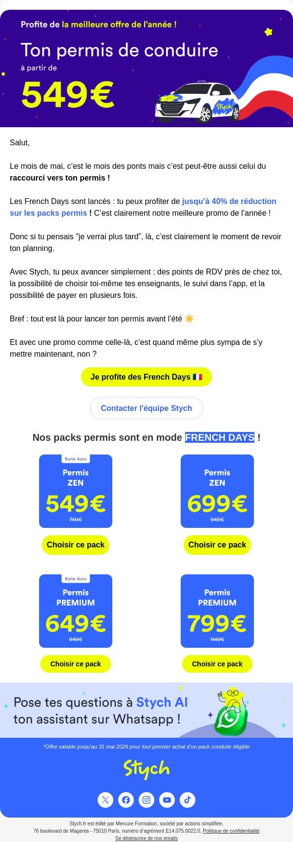 La meilleure promo de l’année est lancée ! email from Stych screenshot