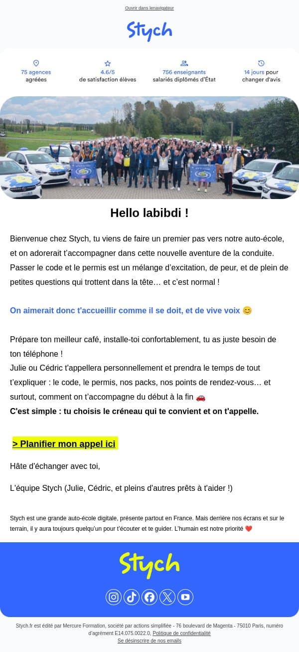 Bienvenue chez Stych labibdi ! email from Stych screenshot