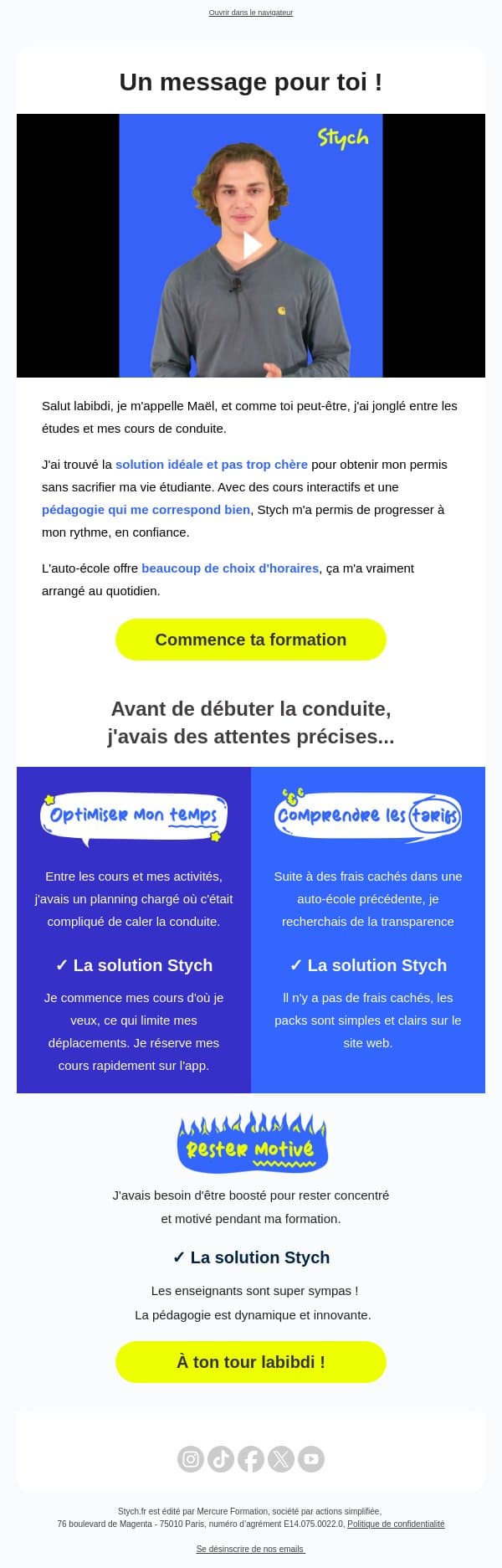 labibdi, Maël te partage son retour d'expérience 😎 email from Stych screenshot