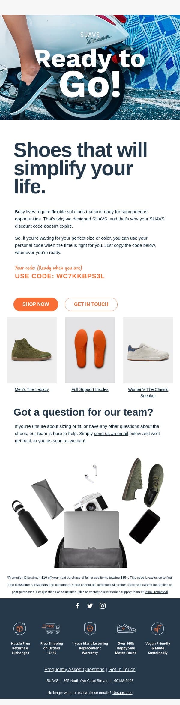 Ready when you are. email from SUAVS screenshot