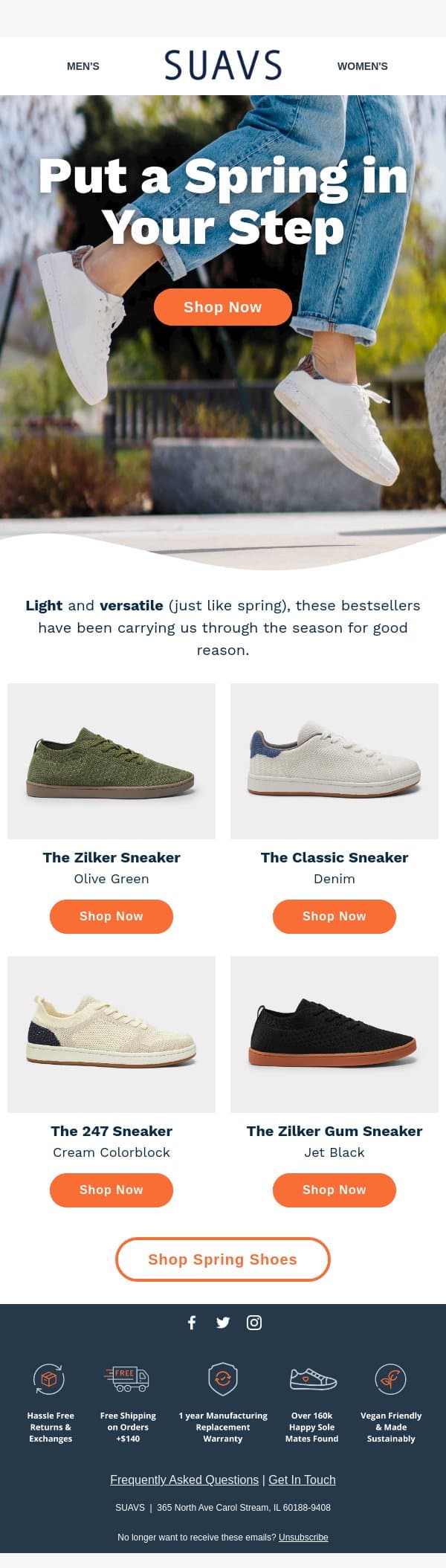 Top Picks for Spring 🌷 email from SUAVS screenshot