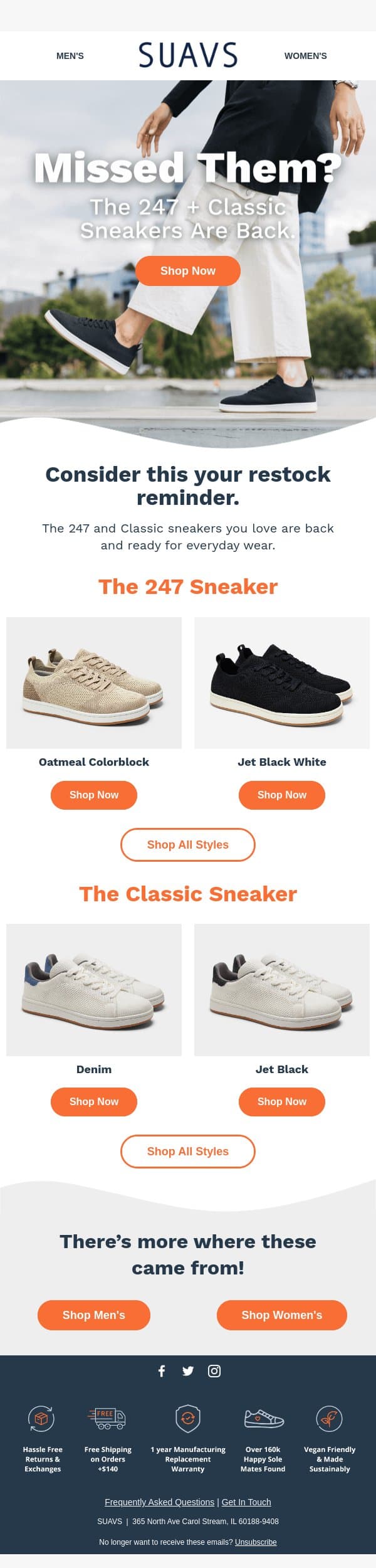 They’re Back (Again 👀) email from SUAVS screenshot