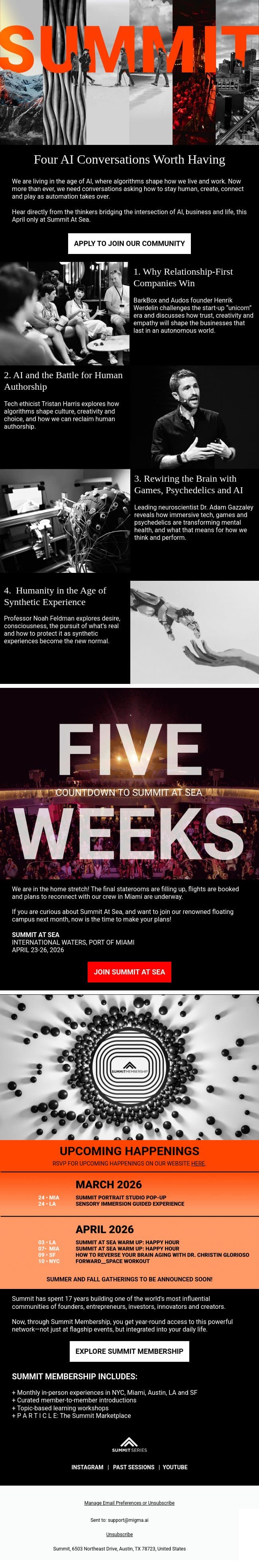 Four AI Conversations Worth Having email from Summit screenshot