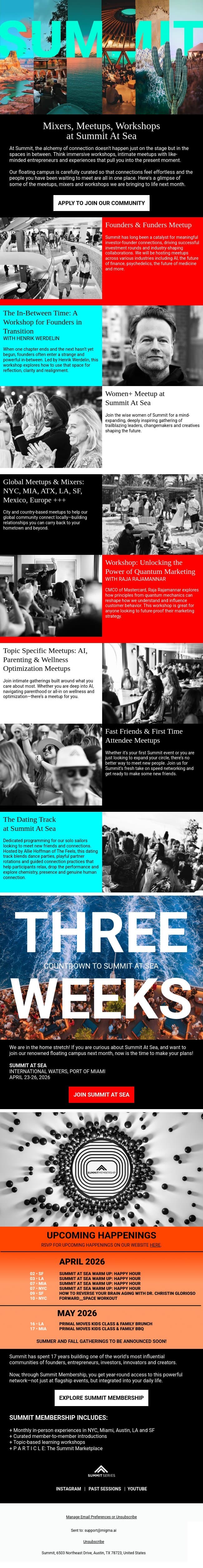 The Ultimate Weekend for Connection & Community email from Summit screenshot