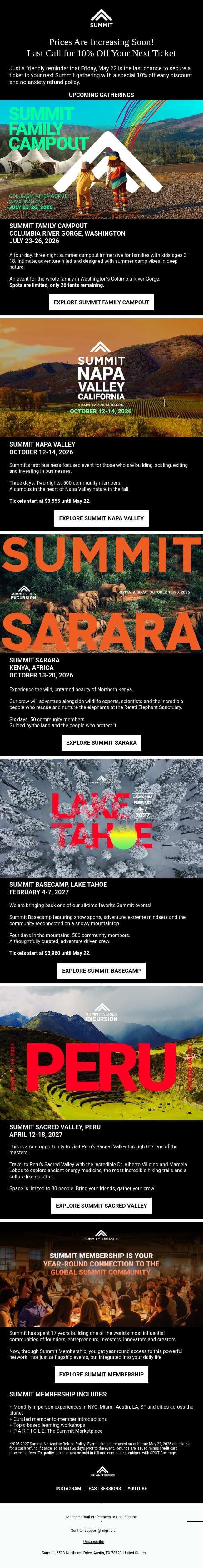 Special Pricing Ends in 48 Hours email from Summit screenshot