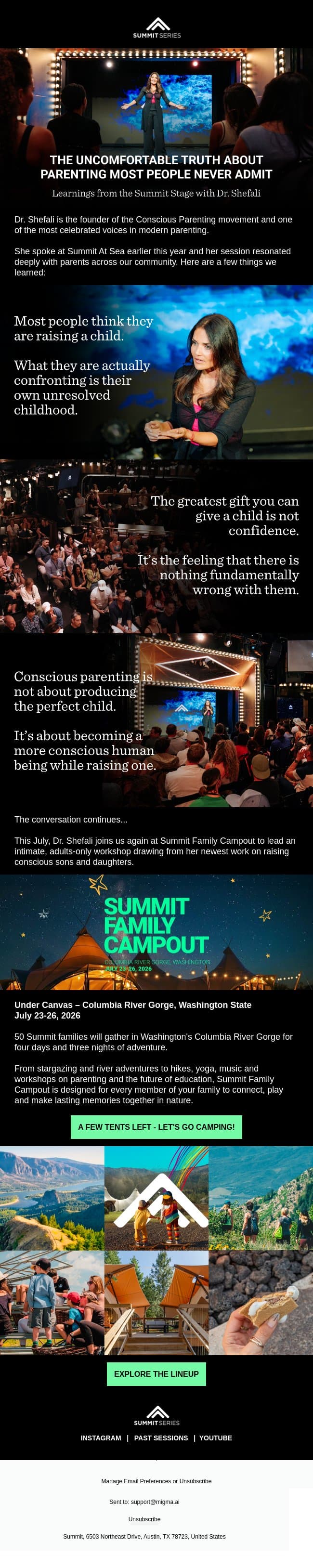 Learnings From The Summit Stage: The Truth About Conscious Parenting email from Summit screenshot