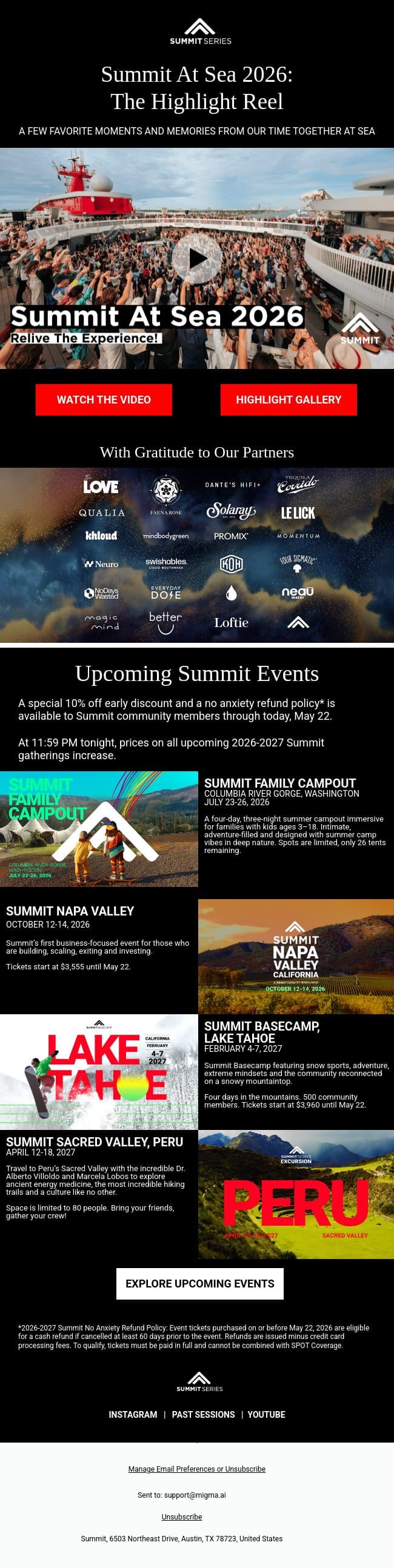 Iconic Moments from Summit At Sea 2026 & Ahead to What’s Next... email from Summit screenshot
