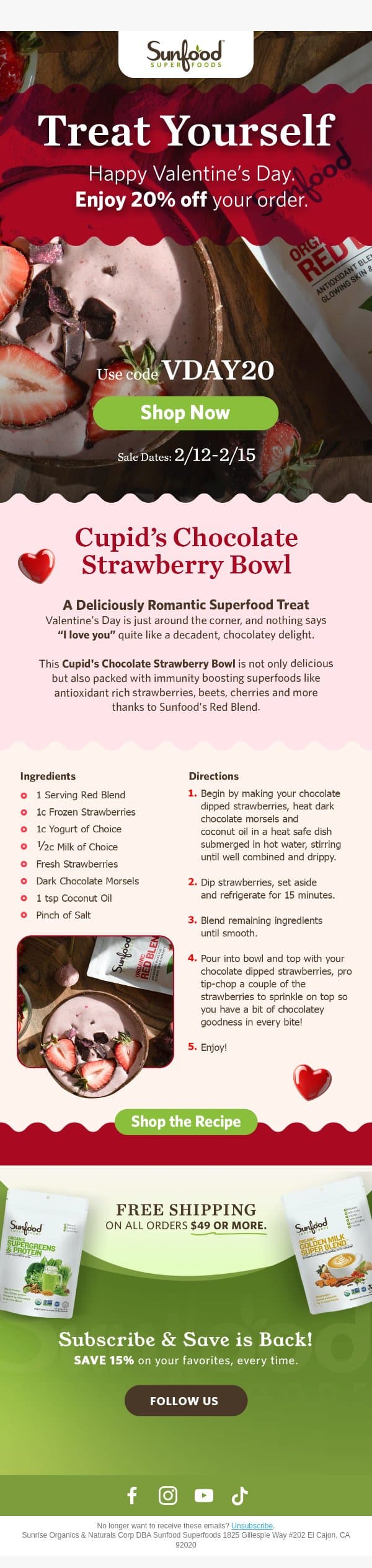 ❤️ Treat Yourself with 20% Off! ❤️ email from Sunfood screenshot