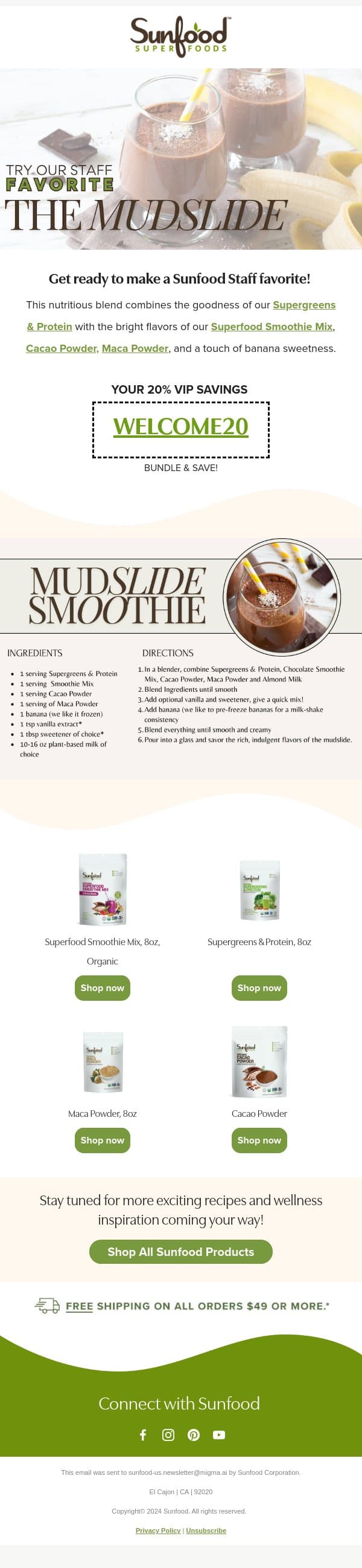 Discover Sunfood Staff's Go-To Smoothie! email from Sunfood screenshot