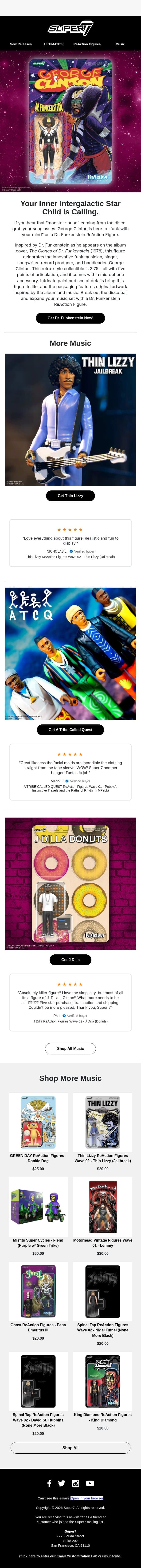 Your Inner Intergalactic Star Child is Calling. email from Super7 screenshot