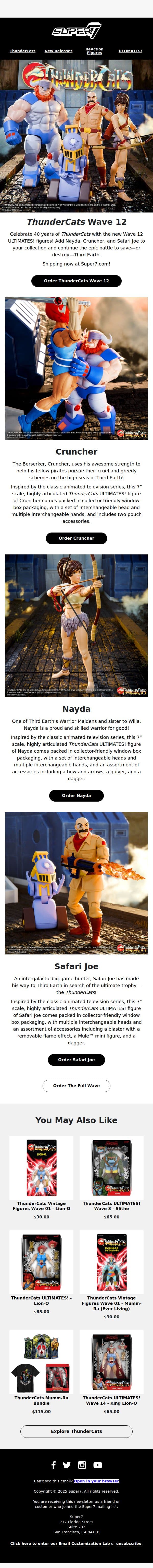 ThunderCats ULTIMATES! Wave 12 Now In-stock! email from Super7 screenshot