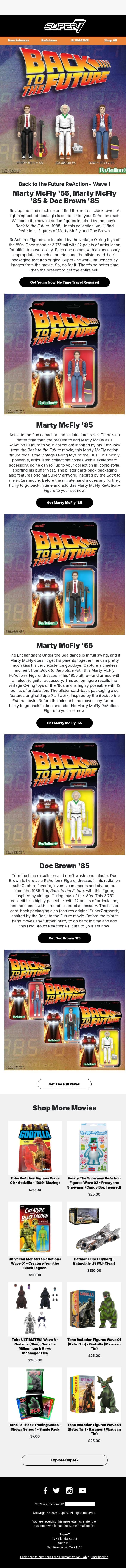 ⚡ “1.21 Gigawatts” Blast to the Past ⚡ email from Super7 screenshot