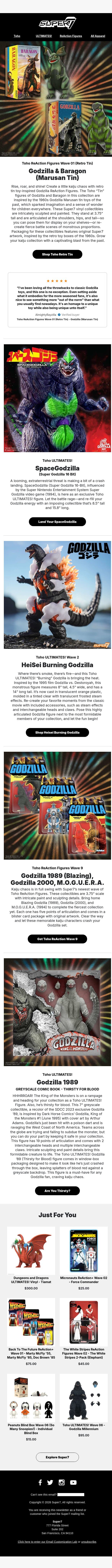 Rise, Roar & Shine! email from Super7 screenshot