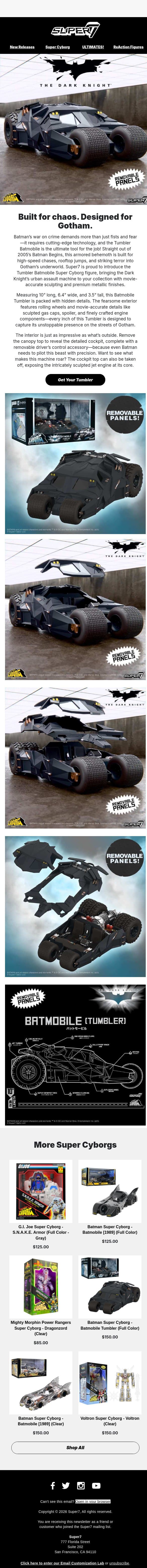 Built for chaos. Designed for Gotham. email from Super7 screenshot