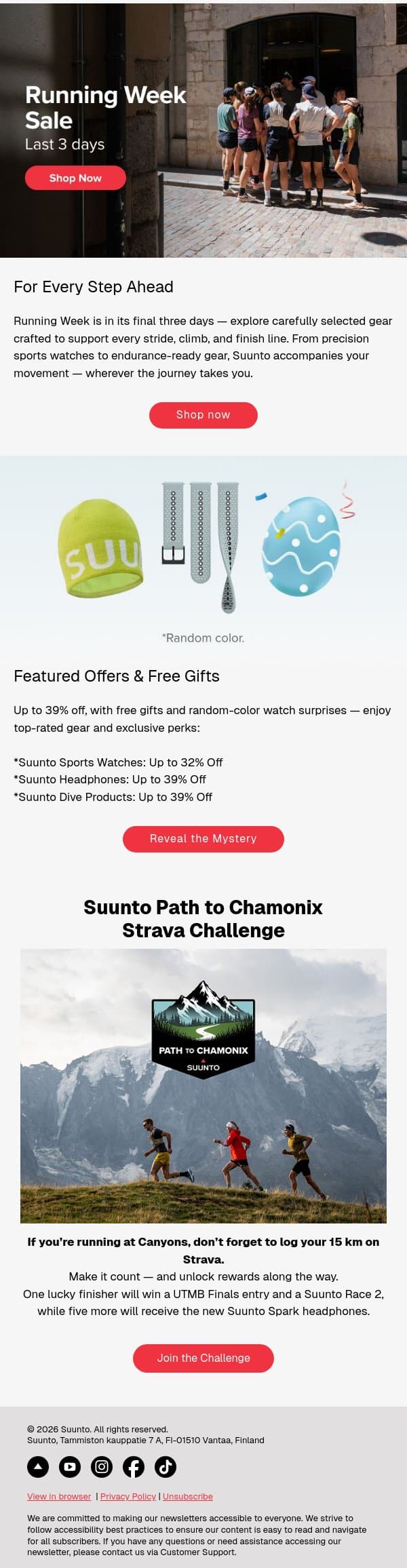 Running Week: Final Days to Refine Your Edge email from Suunto screenshot