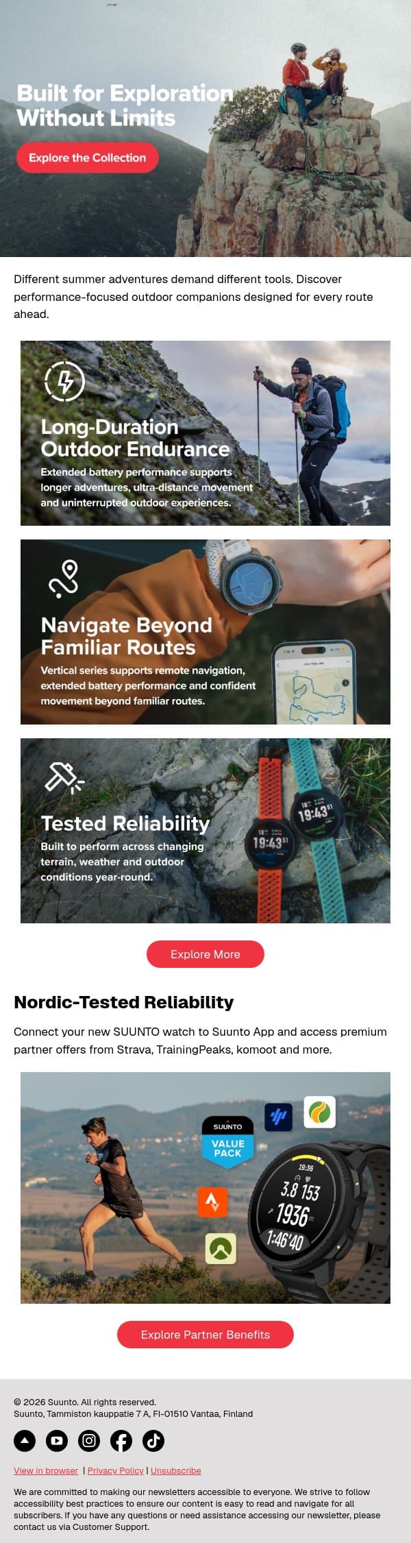 Why Outdoor Athletes Choose SUUNTO email from Suunto screenshot