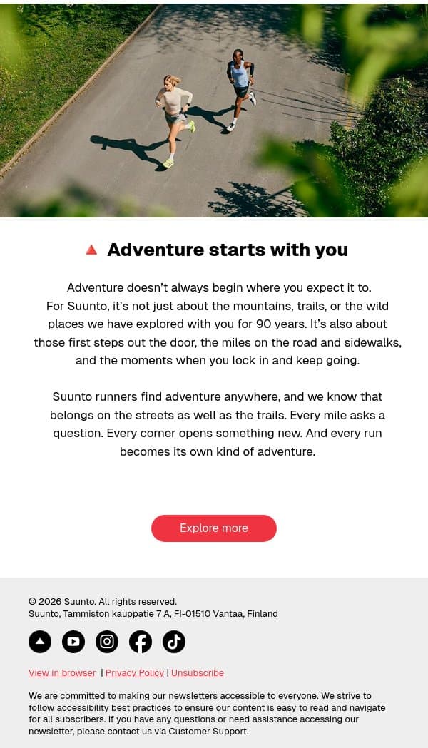 🔺 Adventure starts with you email from Suunto screenshot