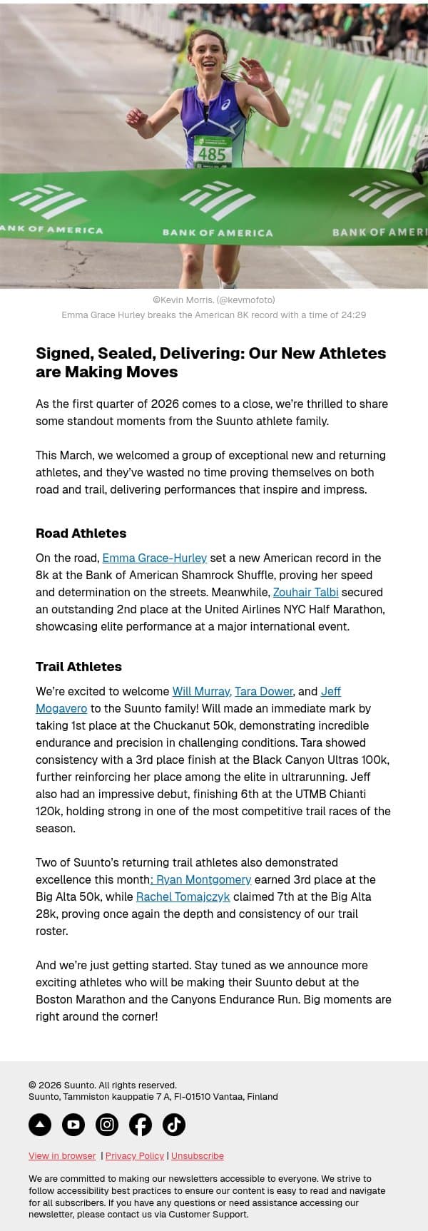 Signed, Sealed, Delivering: Our New Athletes are Making Moves email from Suunto screenshot