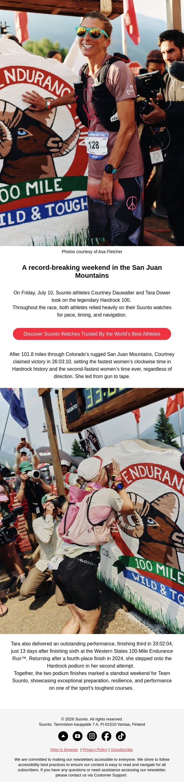 Hardrock 100 Recap email from Suunto screenshot