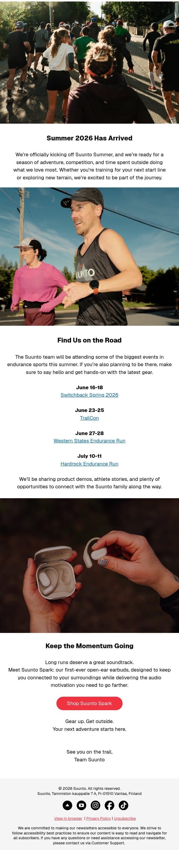 Suunto Summer Is Here: Events, Adventure & New Gear email from Suunto screenshot