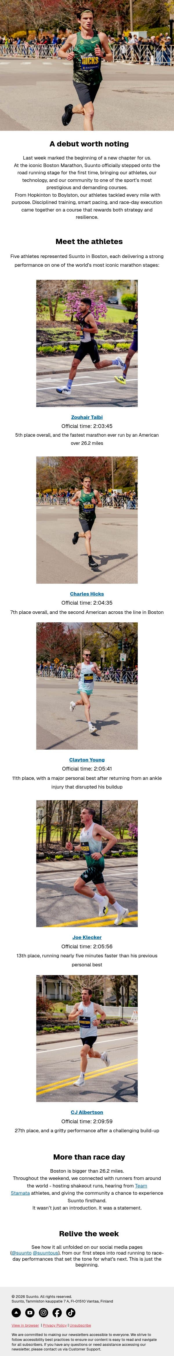 A Debut Worth Noting🏃‍♂️ email from Suunto screenshot