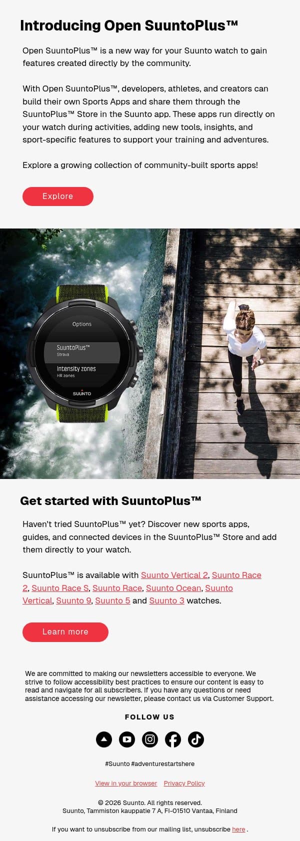 Introducing Open SuuntoPlus™ email from Suunto screenshot