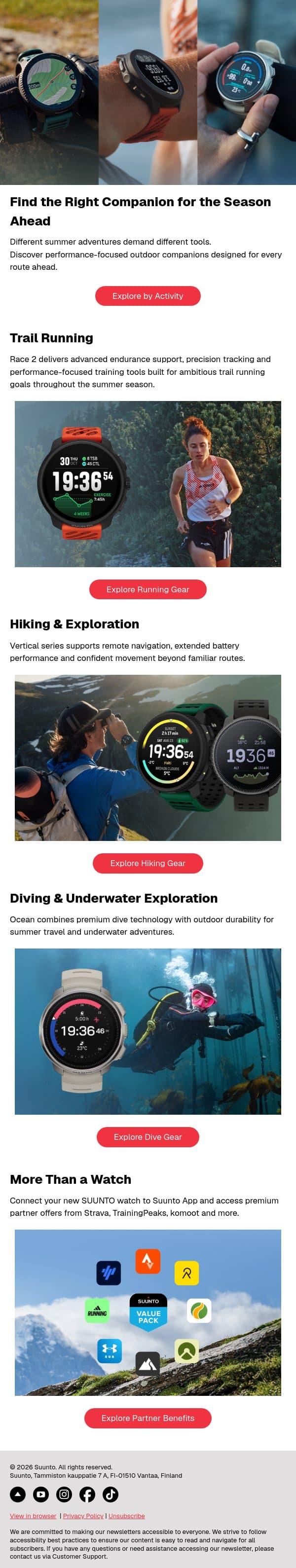 Built for Every Summer Adventure email from Suunto screenshot