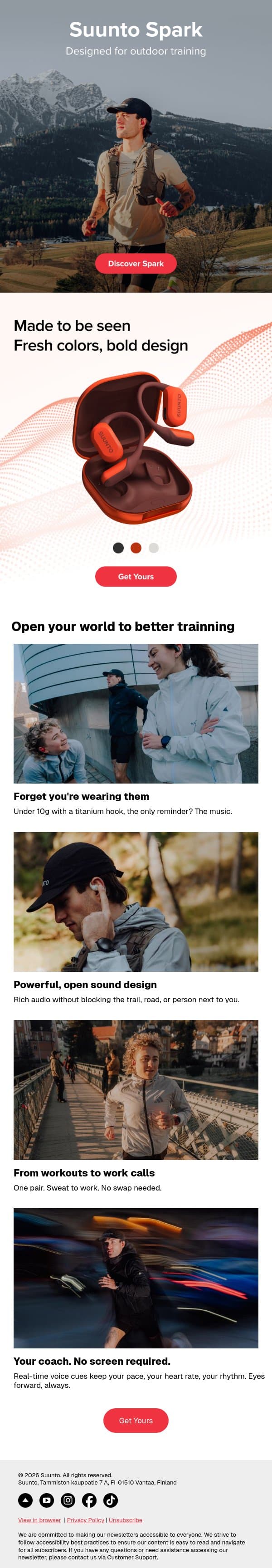 Introducing Suunto Spark email from Suunto screenshot