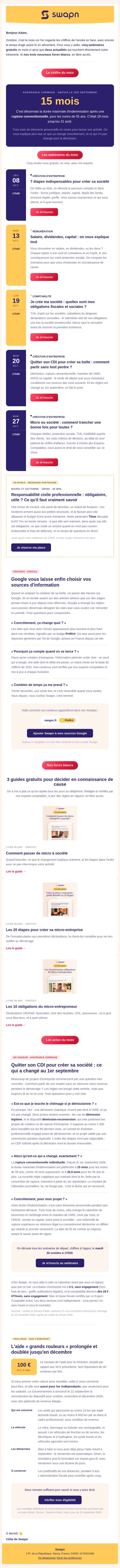 Ce que vous avez (peut-être) manqué ce mois-ci... email from Swapn screenshot