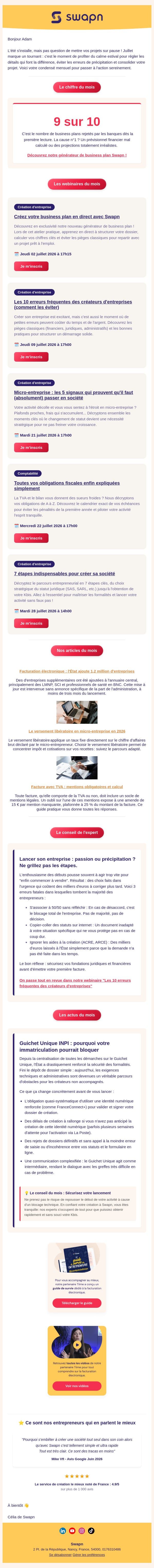 Ne lancez pas votre entreprise sans avoir lu ceci email from Swapn screenshot