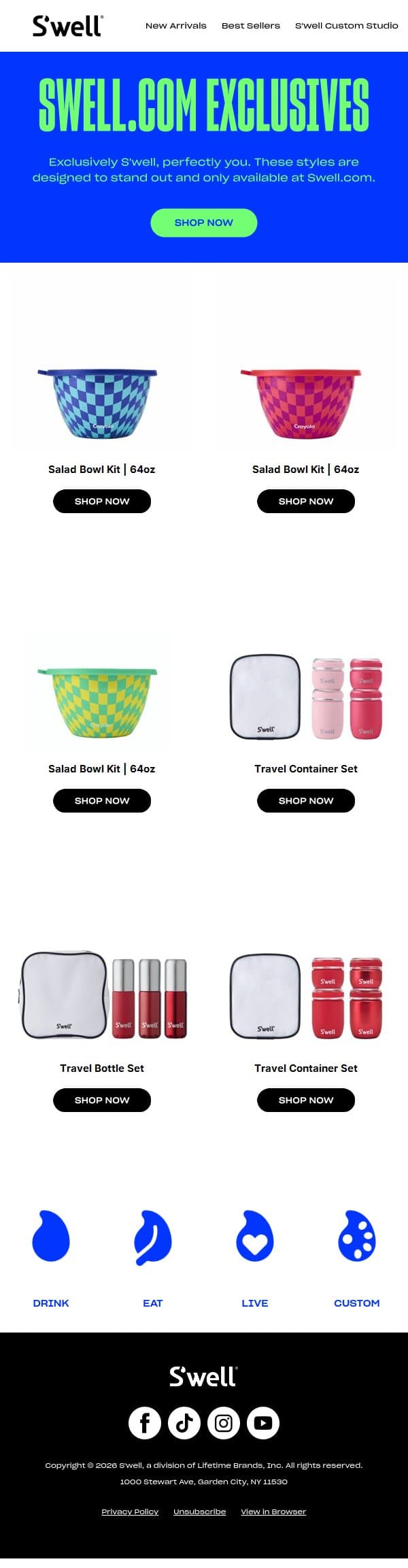 These Swell.com Exclusives Are Calling Your Name email from S'well screenshot