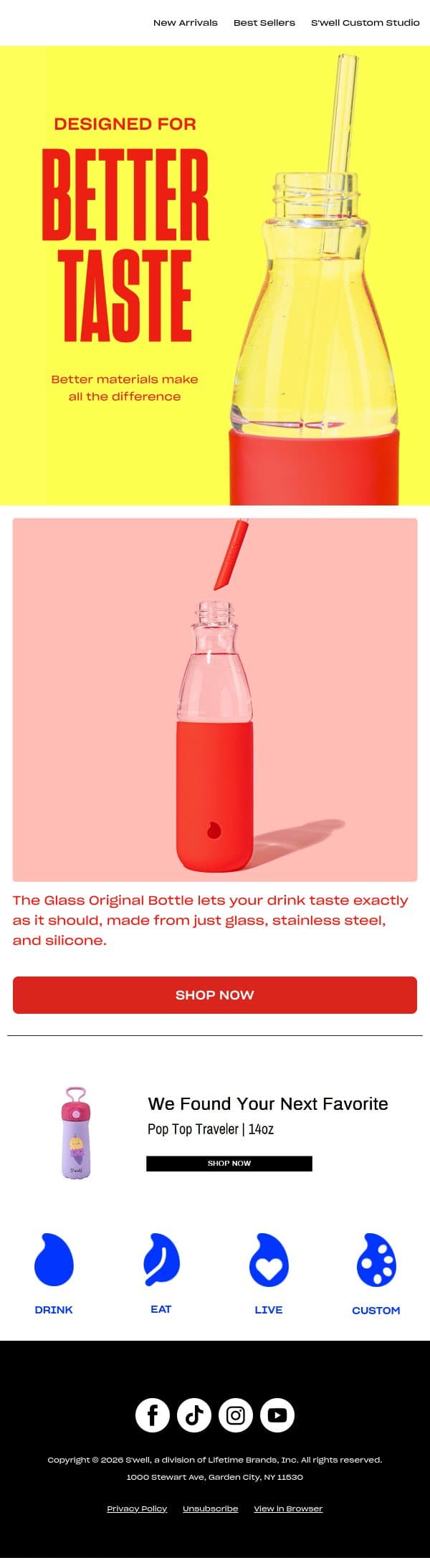 The Glass Original Bottle Is Made With Just Three Materials email from S'well screenshot