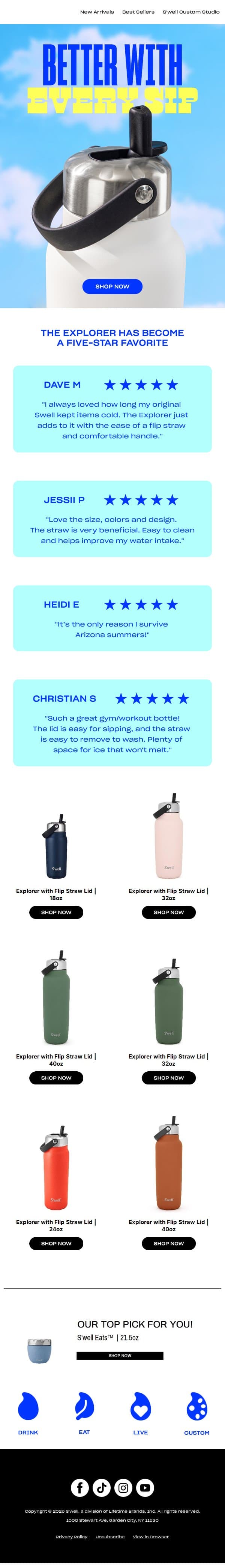 Before You Pick Your Next Bottle... email from S'well screenshot