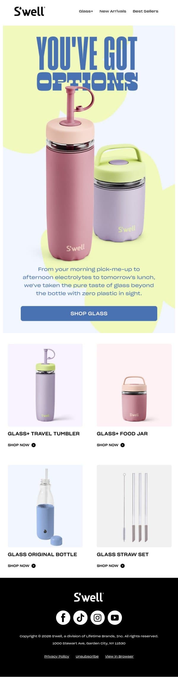 More Plastic-Free Options Than Ever email from S'well screenshot