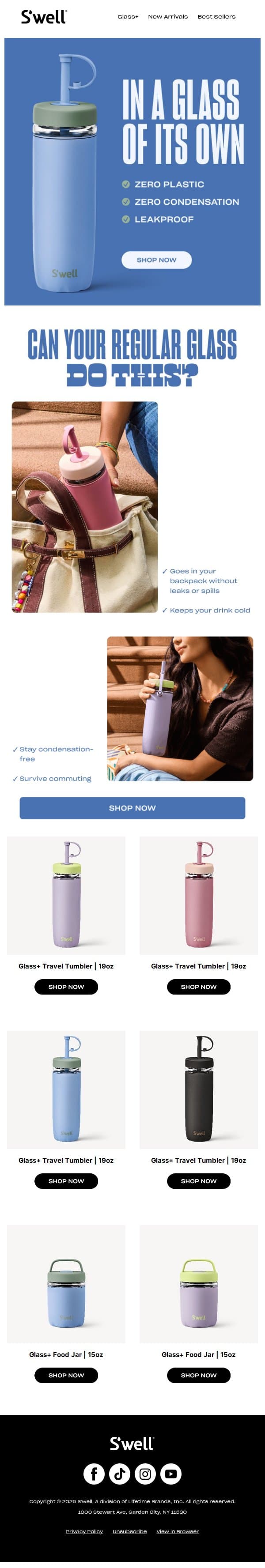 Can Your Regular Glass Do This? email from S'well screenshot