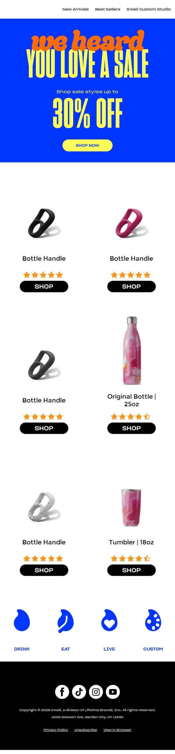 These Sale Styles Are Up To 30% Off email from S'well screenshot