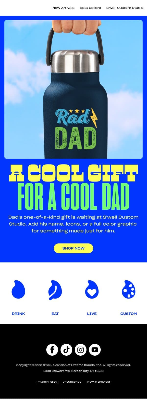 Upgrade Dad’s Everyday With A Custom S'well email from S'well screenshot