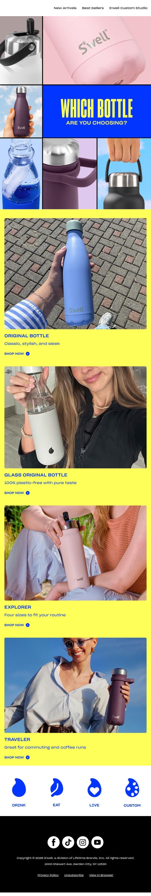 Your Perfect Water Bottle Is In Here email from S'well screenshot