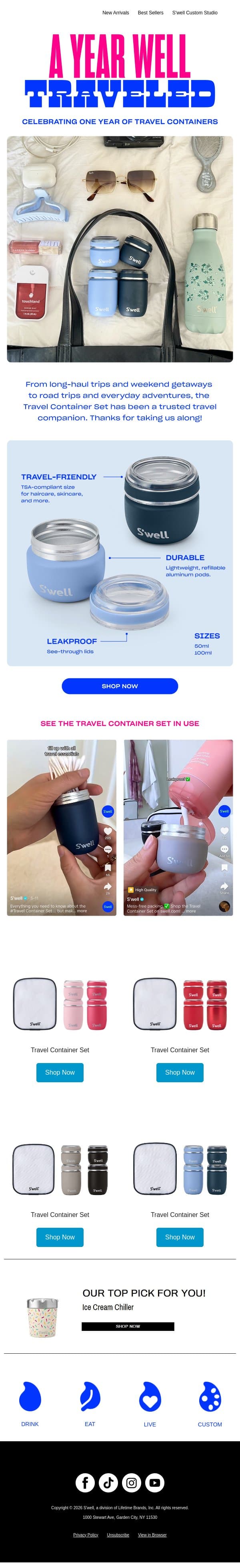 Where Will You Take Your Travel Containers Next? email from S'well screenshot