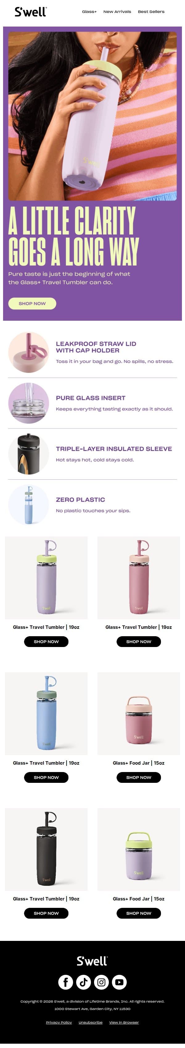 One Tumbler To Replace Them All email from S'well screenshot