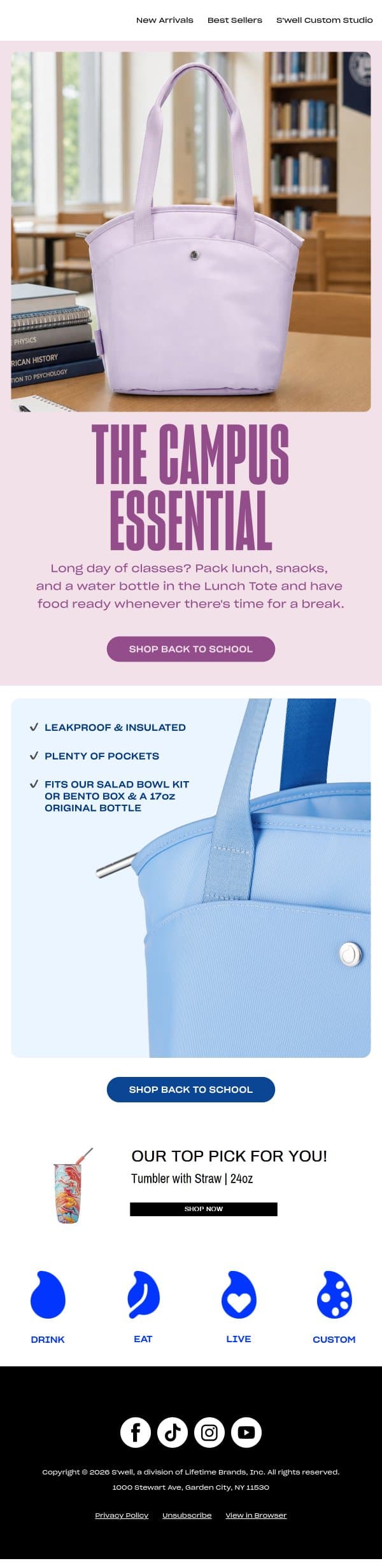 Skip The Sad Campus Lunch email from S'well screenshot
