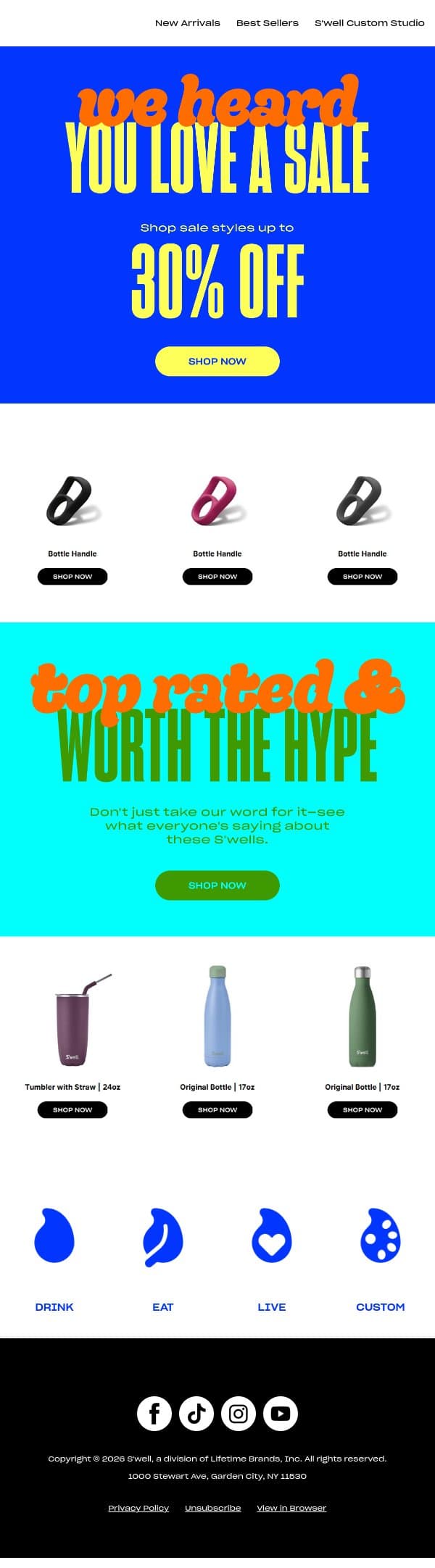 Your Favorite Styles Are On Sale email from S'well screenshot
