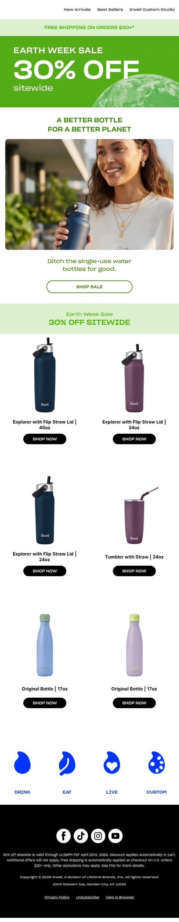 Get 30% Off Sitewide Before The Sale Ends email from S'well screenshot