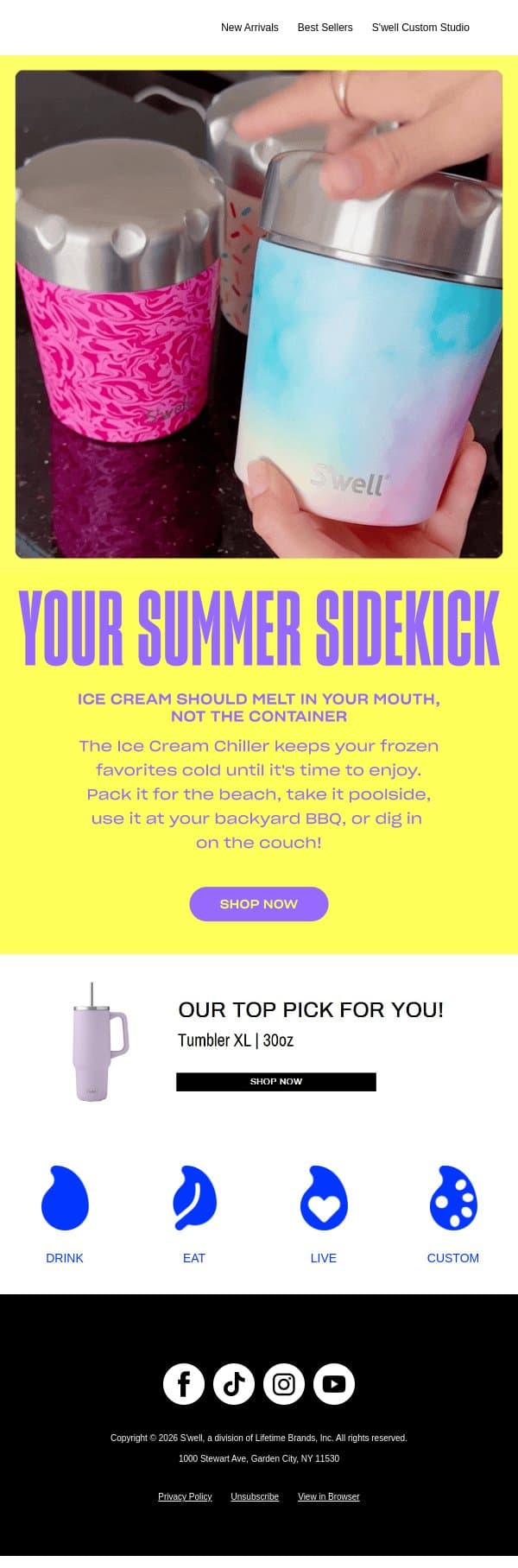Summer Is Better With The Ice Cream Chiller email from S'well screenshot