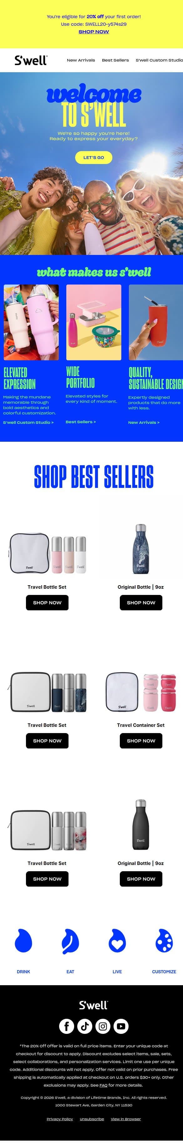 Welcome To S'well! Here's Something Special For You email from S'well screenshot