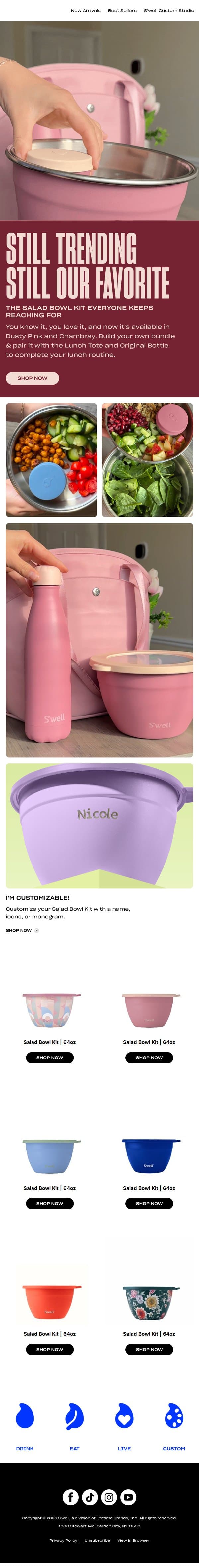 A S'well Favorite In Two New Colors email from S'well screenshot